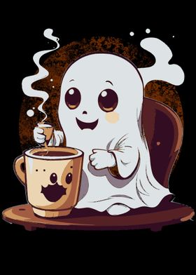 Ghost Drinking Coffee