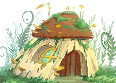 Mossy mushroom house