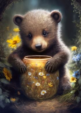 Cute Bear with flowerpot