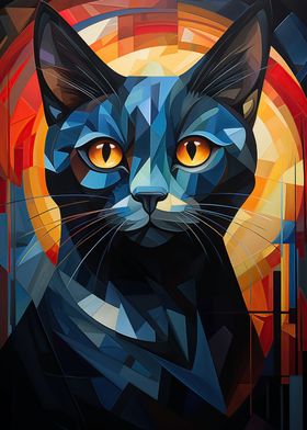 Abstract cat vivid colors