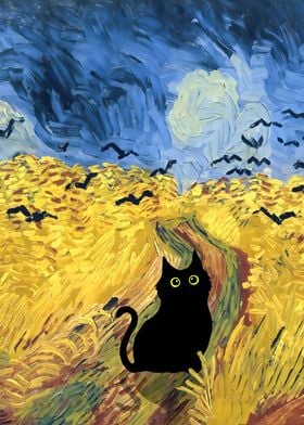 Cat with Flower Van Gogh
