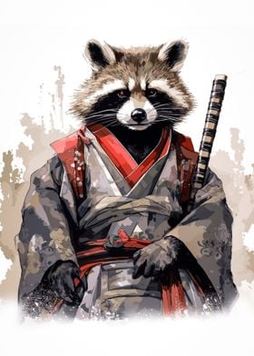 baby raccoon samurai