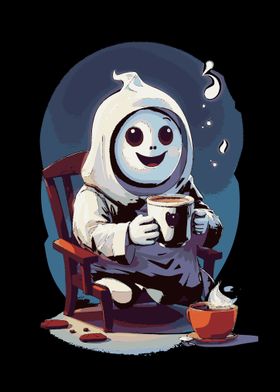 Ghost Drinking Coffee