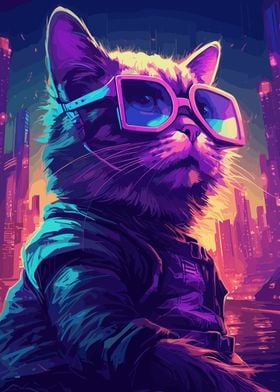 Cyberpunk Gaming Cat
