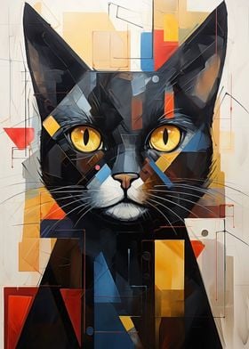 Abstract cat vivid colors