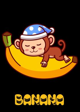 banana and monkey swiming 
