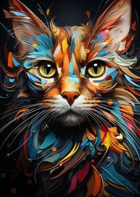 Abstract cat vivid colors