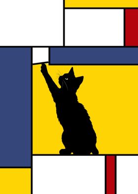 Black Cat Mondrian Art