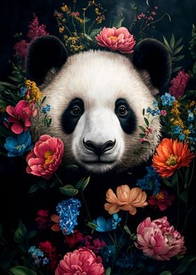  panda flowers artwork