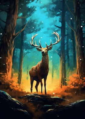 Deer In Forest Mysterious