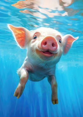 Cute Piglet underwater