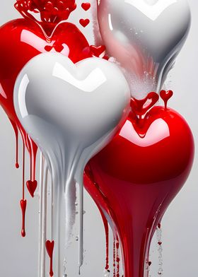 Love, red and white hearts