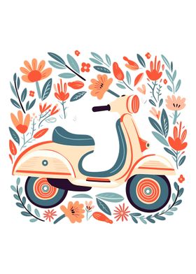 scooter retro floral