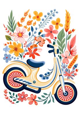 old motorcycle with floral