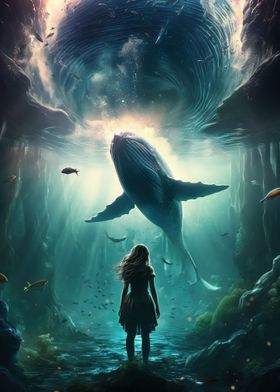 Mermaid and Whale Poster