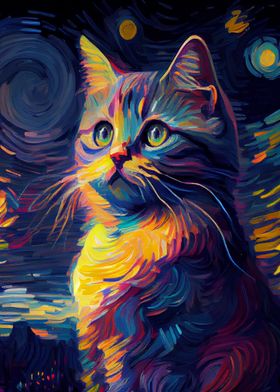  Starry Night Cat