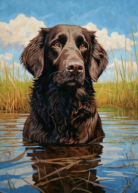 FlatCoated Retriever Water