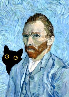 Cat with Van Gogh Portrait