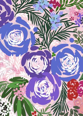 Blue Florals in Summer art