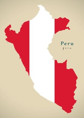 Peru map colored national