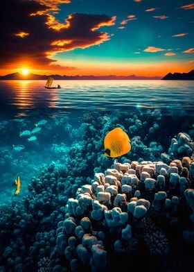 Tropical seascape sunset