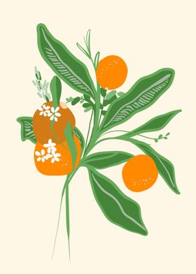 Oranges and white flowers