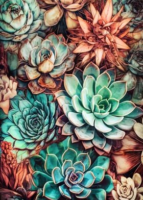 Succulents plant art