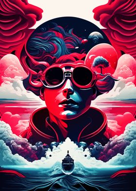 Psychedelic Man and Sea