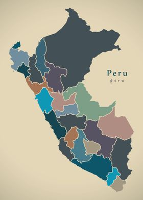 Peru with regions colored