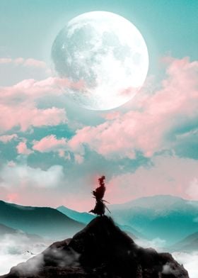 Samurai in the moonlight