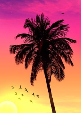Synthwave sunset Palm
