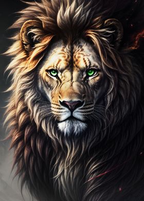 Majestic Green Eyed Lion