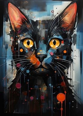 Abstract cat vivid colors