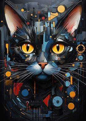 Abstract cat vivid colors