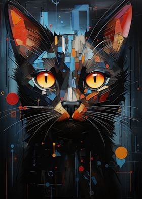 Abstract cat vivid colors