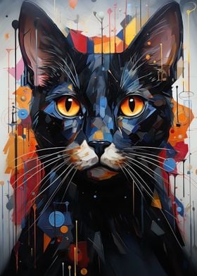 Abstract cat vivid colors