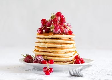 Pancakes with raspberry