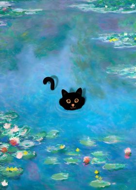 Monet Water Lily Cat Cute