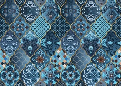 European style blue tiles