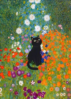 Cottage Garden with Cat