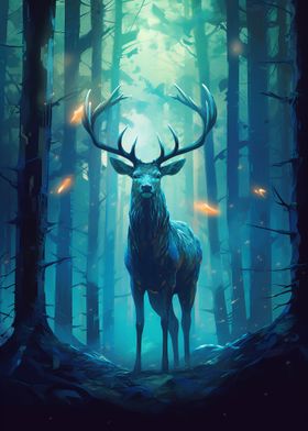 Deer In Forest Mysterious