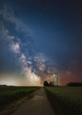Milky way with water tower