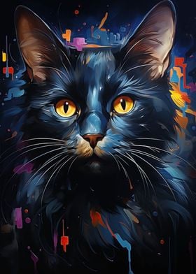 Abstract cat vivid colors