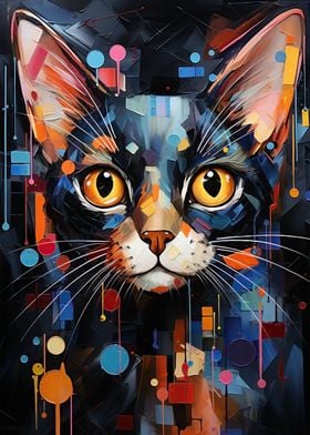 Abstract cat vivid colors