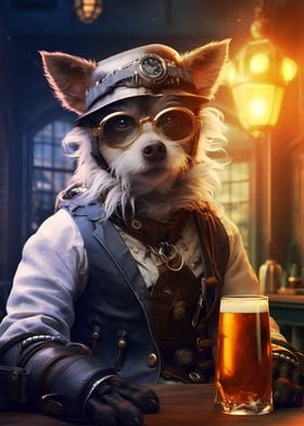 Steampunk Funny Dog Drink