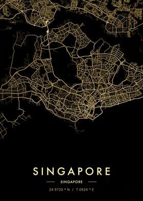 Singapore City Map Gold