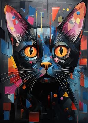 Abstract cat vivid colors