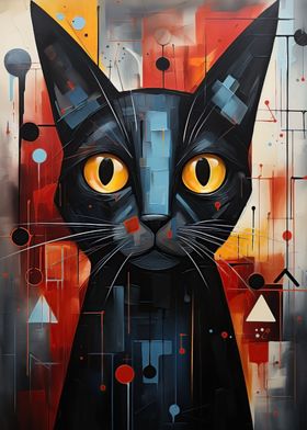 Abstract cat vivid colors