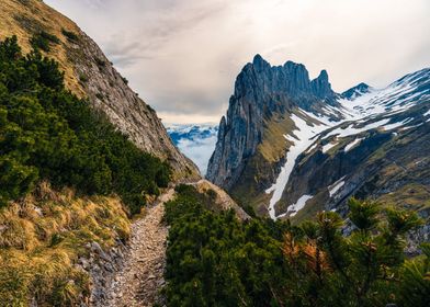 Rocky path in Swiss Alps