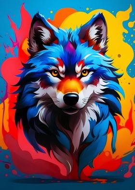 wolf colorful abstract